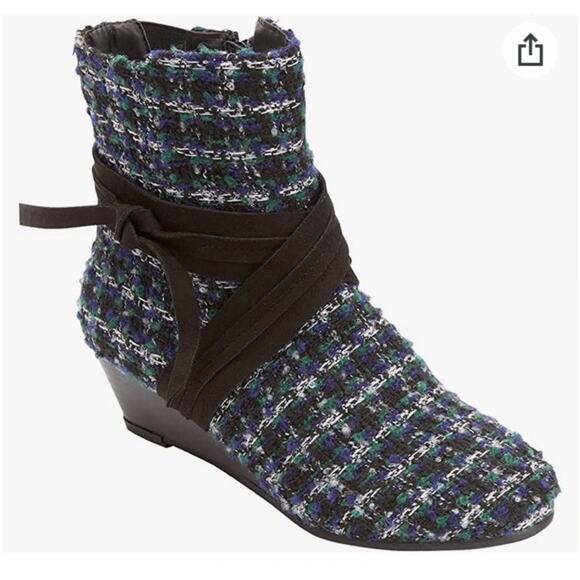 NWOT Comfortview The Kimora Tweed Bootie By Comfort View size 10.5 - Picture 1 of 12